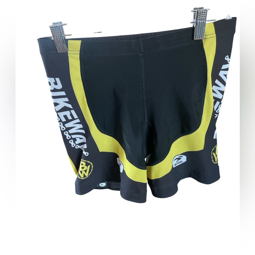 Sugoi Bikeway.com Padded Cycling Shorts Men's Medium Black Yellow Bike Chamois